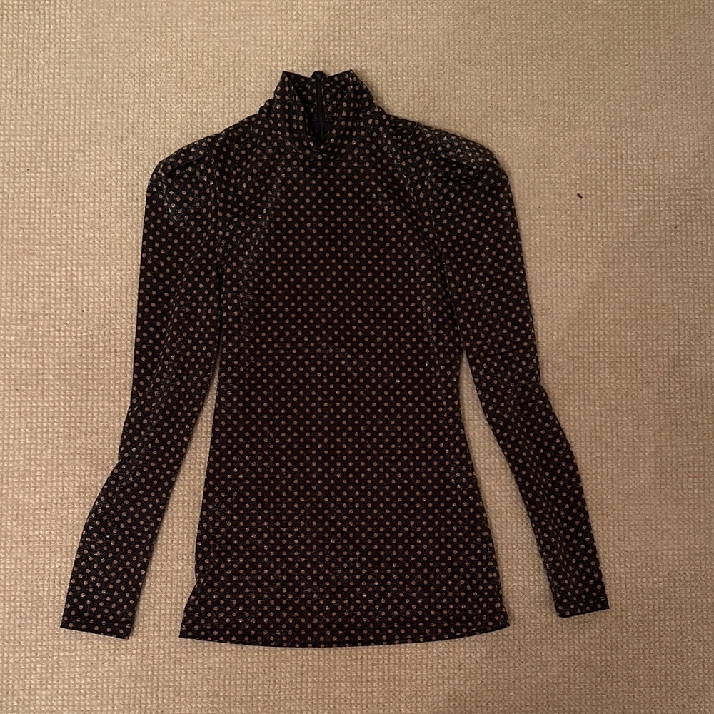 Elegant Green with Tan Polka Dot Women's Turtleneck